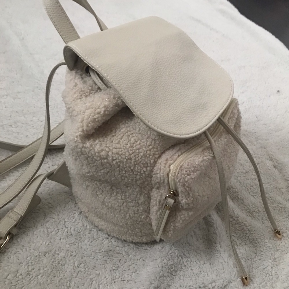 Teddy draw string backpack purse